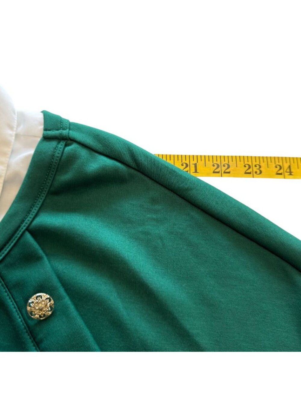 Vtg French Laundry Womens 1X Top Green Layered-Look Buttons White Collar 3/4 - Picture 10 of 15